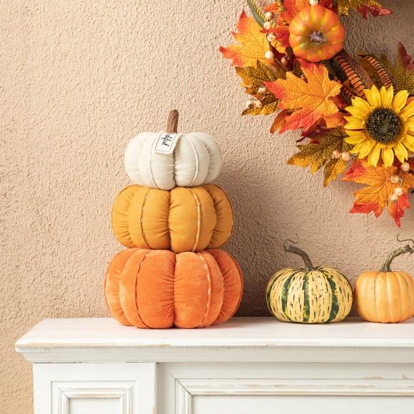 Glitzhome Glitzhome 13"H Fall Stacked Fabric Pumpkin