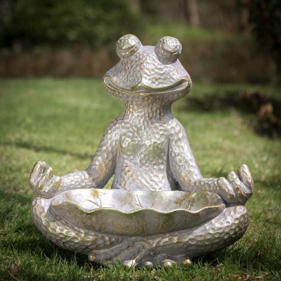 Glitzhome Glitzhome 14.25"H Bronze MGO Yoga Frog Statue