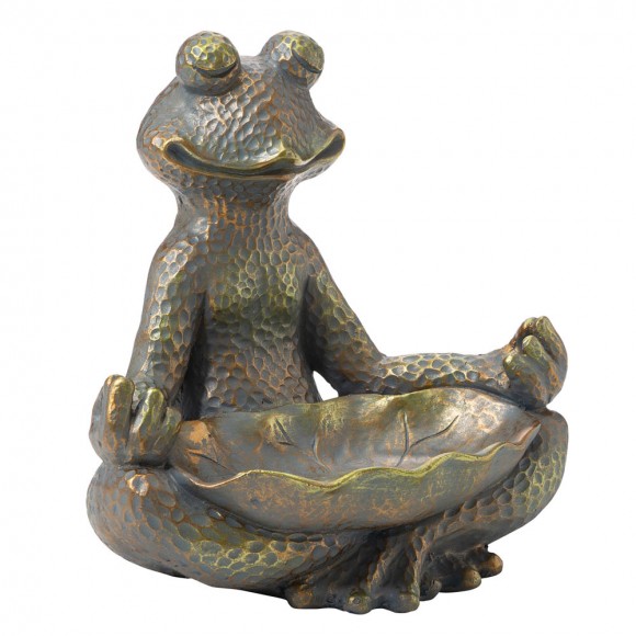 Glitzhome Glitzhome 14.25"H Bronze MGO Yoga Frog Statue
