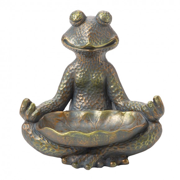 glitzhome Glitzhome 14.25"H Bronze MGO Yoga Frog Statue