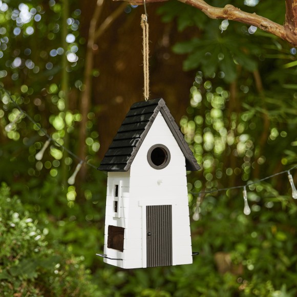 Glitzhome Glitzhome 14.25"H Modern Functional And Decorative Solid Wood White Outdoor Garden Birdhouse