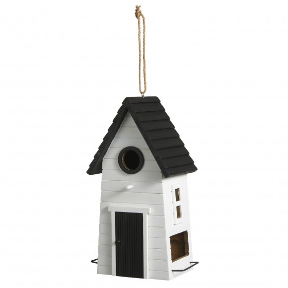 Glitzhome Glitzhome 14.25"H Modern Functional And Decorative Solid Wood White Outdoor Garden Birdhouse