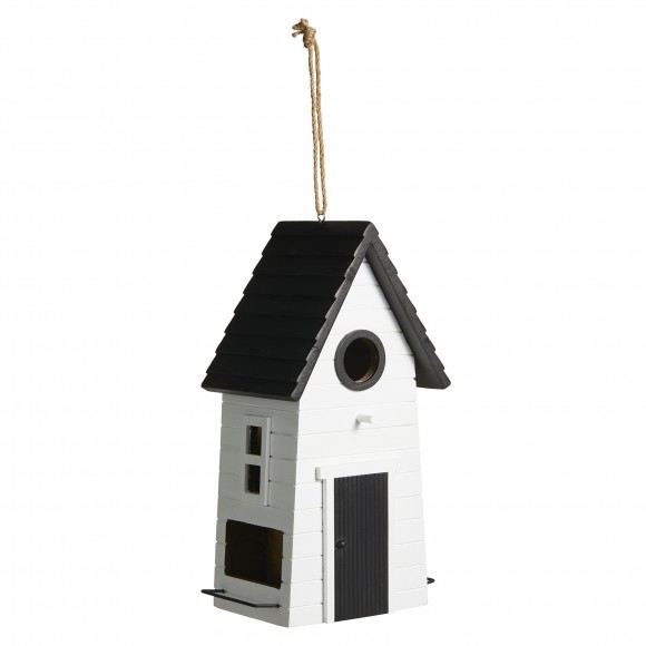 glitzhome Glitzhome 14.25"H Modern Functional and Decorative Solid Wood White Outdoor Garden Birdhouse