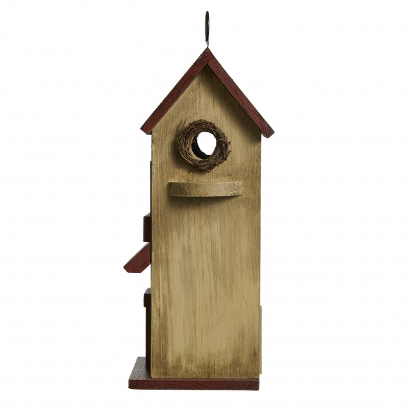 Glitzhome Glitzhome 14.25"H Washed Yellow Distressed Solid Wood Cottage Decorative Outdoor Garden Birdhouse