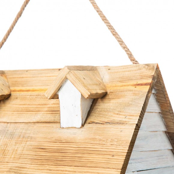 Glitzhome Glitzhome 14.25"L Oversized Washed White Distressed Solid Wood Cottage Birdhouse With Natural Wood Roof