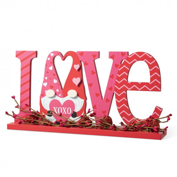 Glitzhome Glitzhome 14.25"L Valentine's LOVE Wooden Gnome Table Decor
