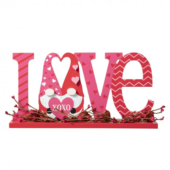 glitzhome Glitzhome 14.25"L Valentine's LOVE Wooden Gnome Table Decor