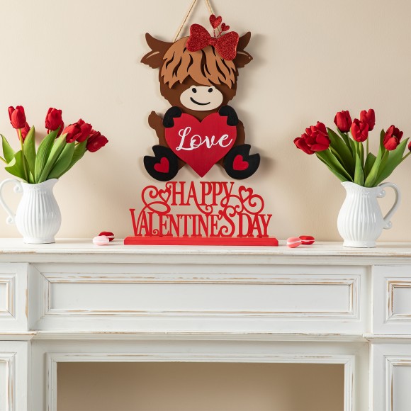 Glitzhome Glitzhome 14.25"L Valentine's Wooden & Metal HAPPY VALENTINE's DAY Table Decor
