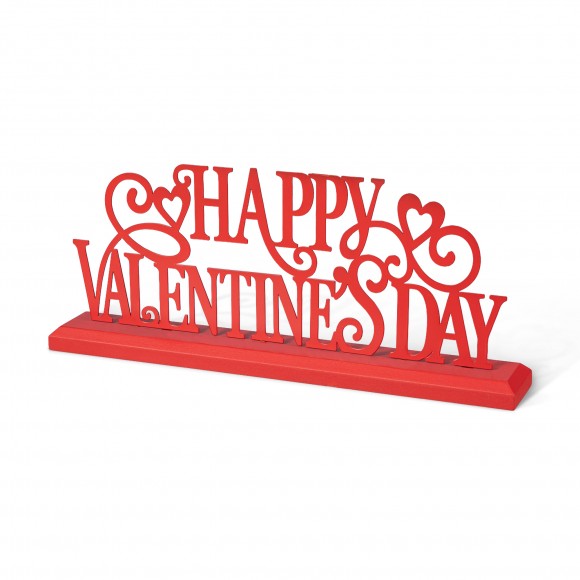 glitzhome Glitzhome 14.25"L Valentine's Wooden & Metal HAPPY VALENTINE's DAY Table Decor