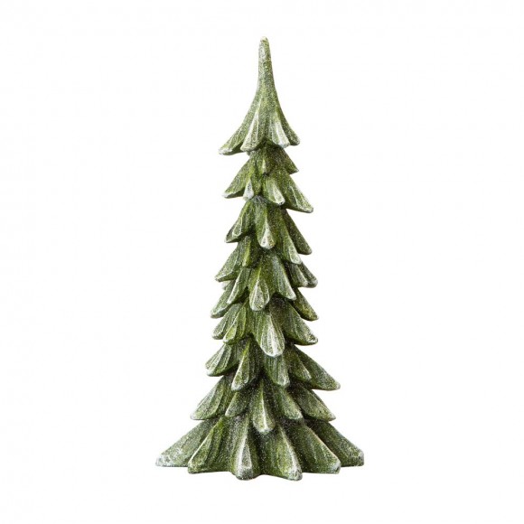 Glitzhome Glitzhome 14.75"H Green Resin Christmas Handcrafted Table Tree Décor