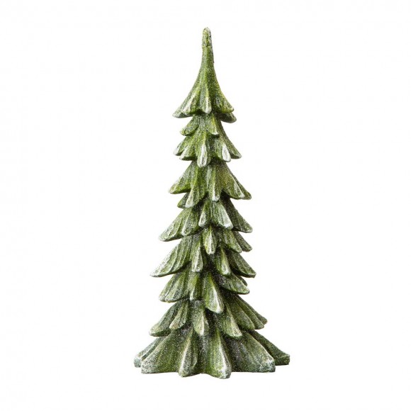 glitzhome Glitzhome 14.75"H Green Resin Christmas Handcrafted Table Tree Décor