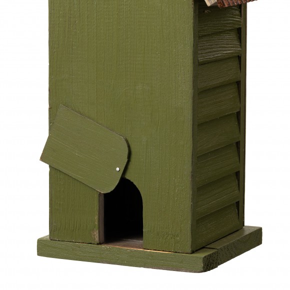 Glitzhome Glitzhome 14.75"H Washed Green Distressed Solid Wood "HOME" Inspiration Single Family Decorative Outdoor Garden Birdhouse