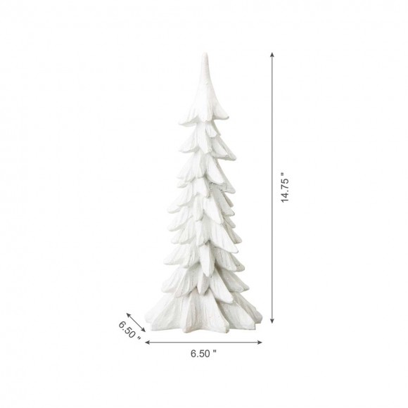 Glitzhome Glitzhome 14.75"H White Resin Christmas Handcrafted Table Tree Décor