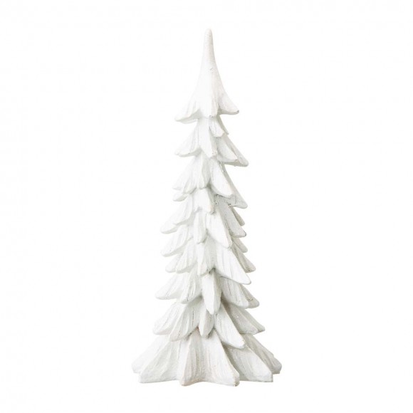 glitzhome Glitzhome 14.75"H White Resin Christmas Handcrafted Table Tree Décor