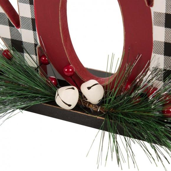 Glitzhome Glitzhome 14.96"L Wooden Plaid "NOEL" Table Decor