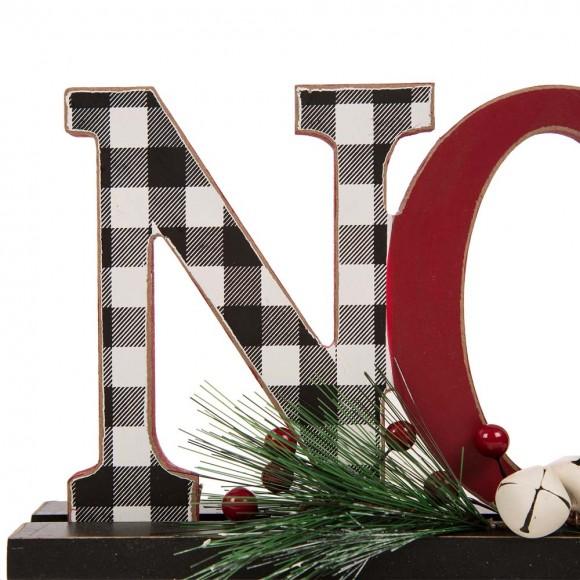 Glitzhome Glitzhome 14.96"L Wooden Plaid "NOEL" Table Decor
