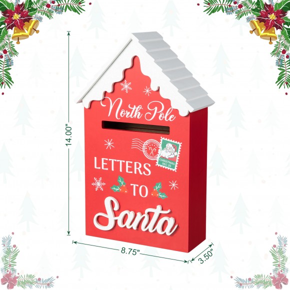Glitzhome Glitzhome 14"H Christmas Wooden Mailbox Table Decor