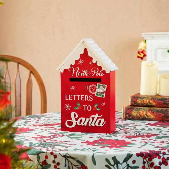 Glitzhome Glitzhome 14"H Christmas Wooden Mailbox Table Decor