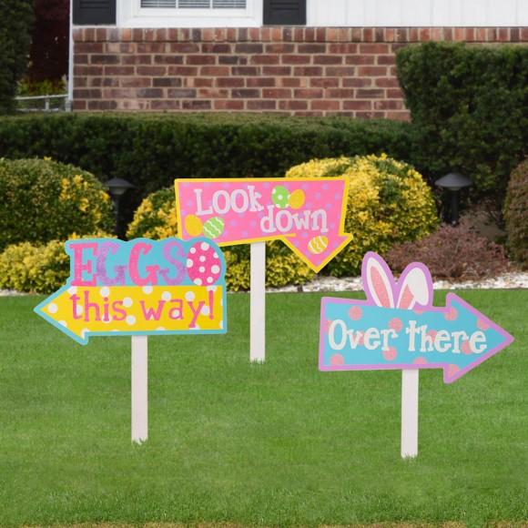 Glitzhome Glitzhome 14"H Easter Wooden Path Sign Set Of 3