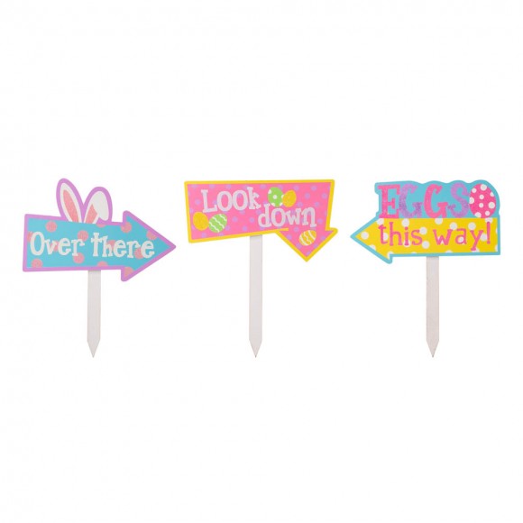 glitzhome Glitzhome 14"H Easter Wooden Path Sign Set of 3