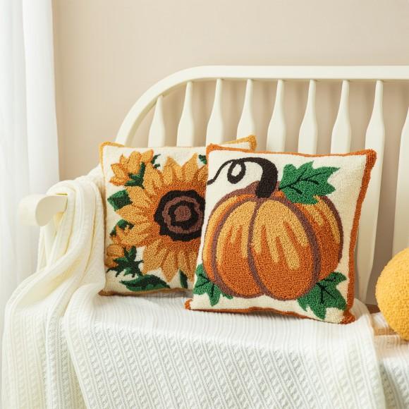 Glitzhome Glitzhome 14"H Fall Hooked Pumpkin Pillow