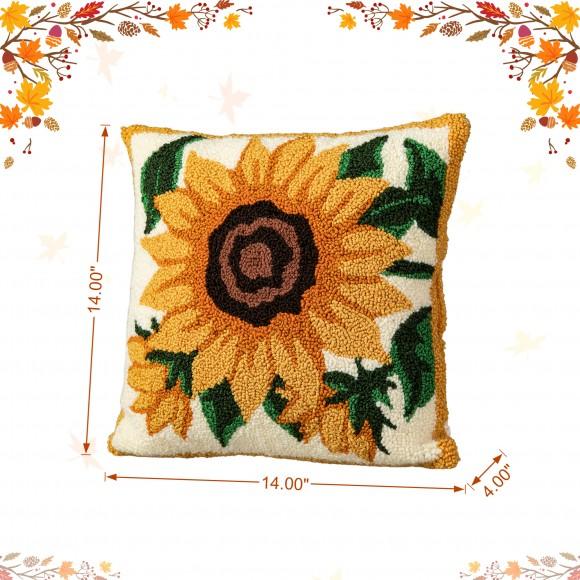 Glitzhome Glitzhome 14"H Fall Hooked Sunflower Pillow