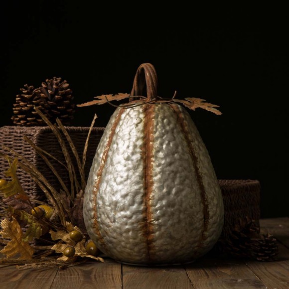 Glitzhome Glitzhome 14"H Galvanized Metal Tall Pumpkin