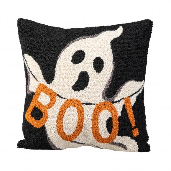 glitzhome Glitzhome 14"H Hooked Halloween Ghost "BOO" Pillow