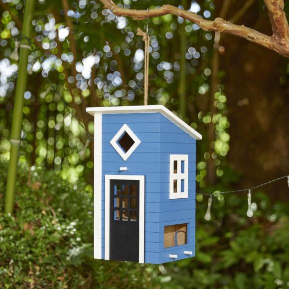 Glitzhome Glitzhome 14"H Modern Functional And Decorative Bule Solid Wood Outdoor Garden Birdhouse
