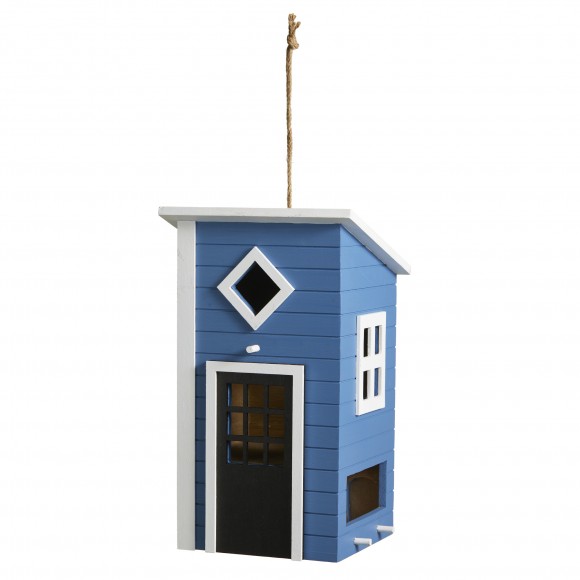 Glitzhome Glitzhome 14"H Modern Functional And Decorative Bule Solid Wood Outdoor Garden Birdhouse