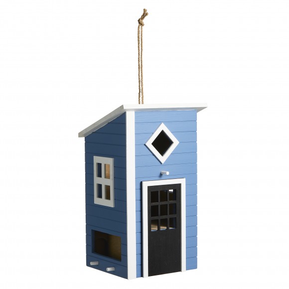 glitzhome Glitzhome 14"H Modern Functional and Decorative Bule Solid Wood Outdoor Garden Birdhouse
