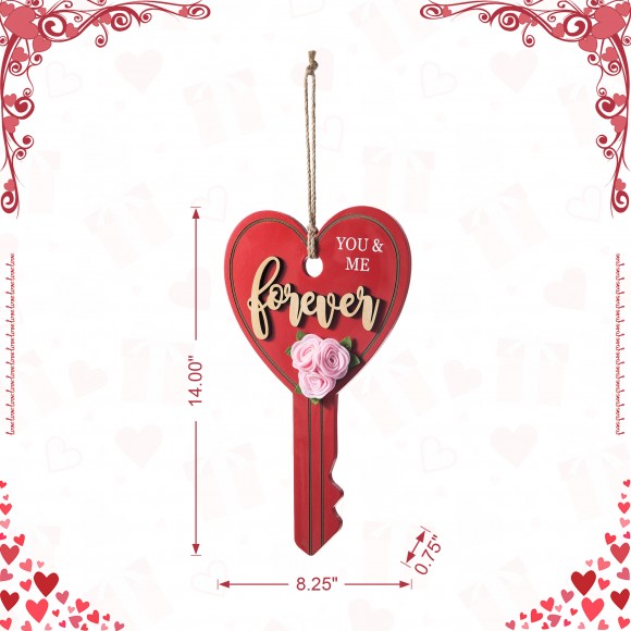 Glitzhome Glitzhome 14'"H Valentine's Wooden Key-shaped Door Hanger