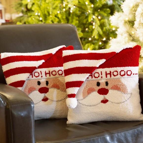 Glitzhome Glitzhome 14"L 2pk Hooked 3D Santa Throw Pillow