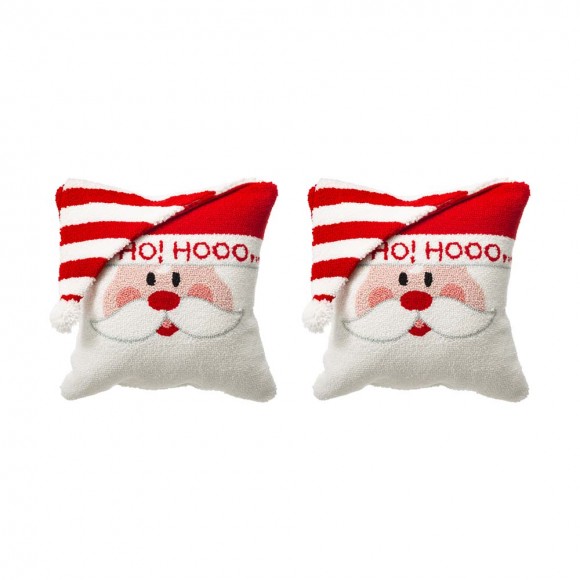 glitzhome Glitzhome 14"L 2pk Hooked 3D Santa Throw Pillow