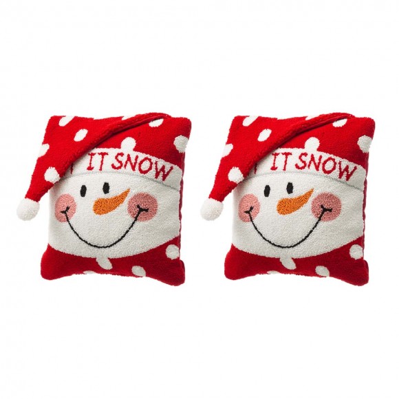 Glitzhome Glitzhome 14"L 2pk Hooked 3D Snowman Throw Pillow