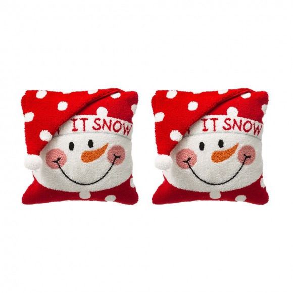 glitzhome Glitzhome 14"L 2pk Hooked 3D Snowman Throw Pillow