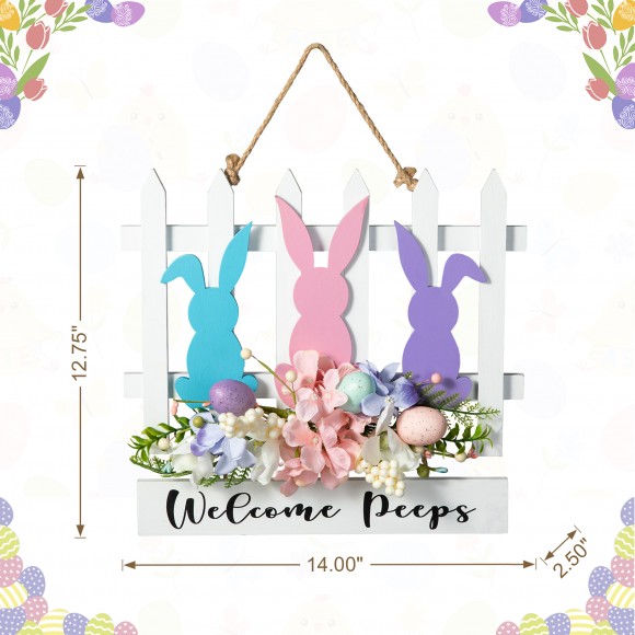 Glitzhome Glitzhome 14"L Easter Wooden Bunny Fence Door Hanger