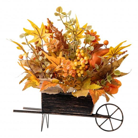 Glitzhome Glitzhome 14"L Fall Floral Cart Centerpiece