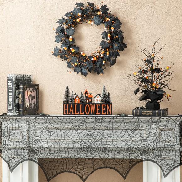 Glitzhome Glitzhome 14"L Halloween Wooden "HALLOWEEN" Haunted House Table Sign