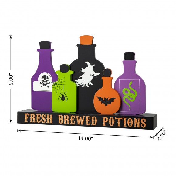Glitzhome Glitzhome 14"L Halloween Wooden Poison Bottles Table Decor