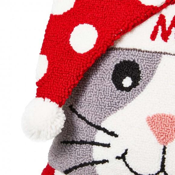 Glitzhome Glitzhome 14"L Hooked 3D Cat Meow Throw Pillow