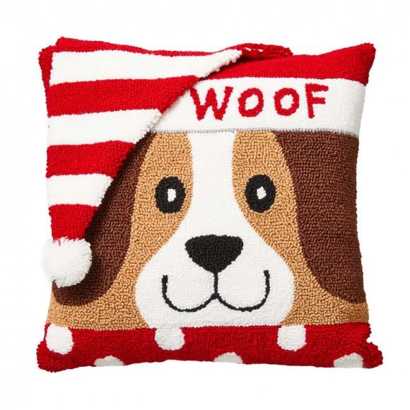 glitzhome Glitzhome 14"L Hooked 3D Dog Woof Throw Pillow