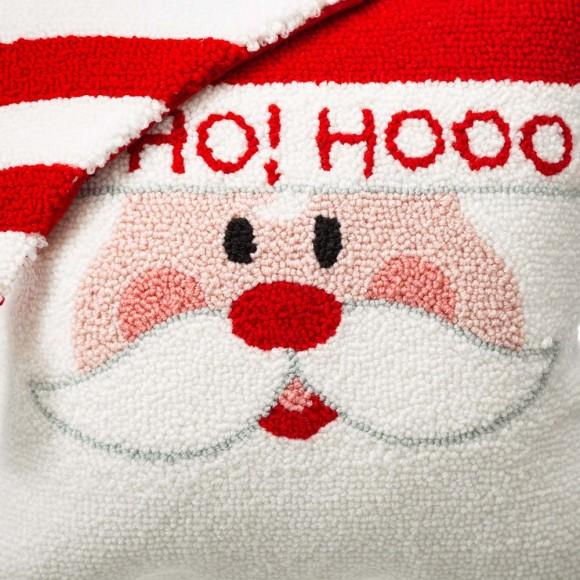 Glitzhome Glitzhome 14"L Hooked 3D Santa And Snowman Throw Pillow Set Of 2