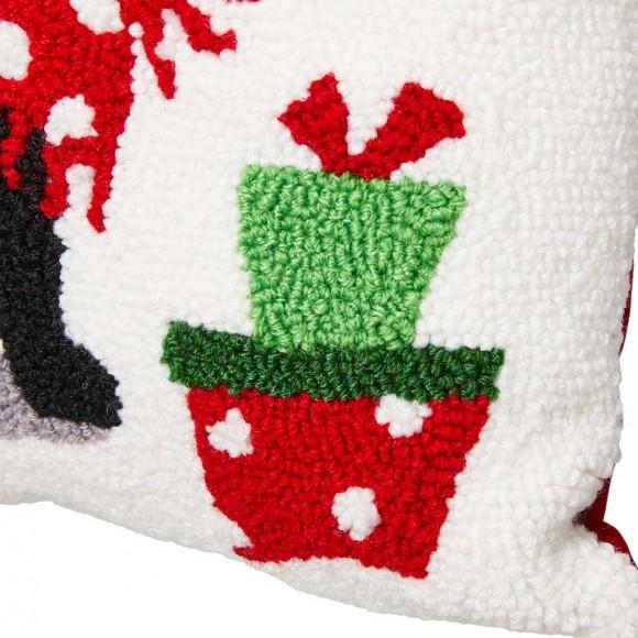 Glitzhome Glitzhome 14"L Hooked Christmas Dog & Cat Throw Pillow Set Of 2