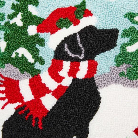 Glitzhome Glitzhome 14"L Hooked Christmas Dog Throw Pillow