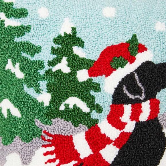Glitzhome Glitzhome 14"L Hooked Christmas Dog Throw Pillow