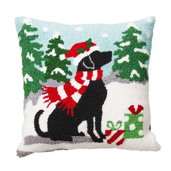 glitzhome Glitzhome 14"L Hooked Christmas Dog Throw Pillow