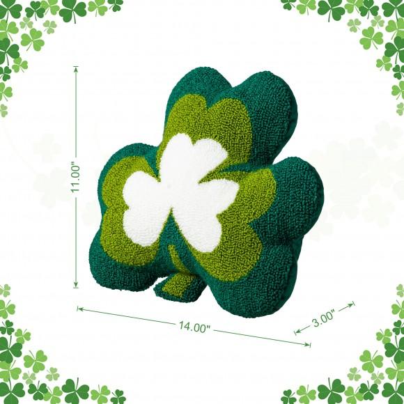 Glitzhome Glitzhome 14"L St. Patrick's Hooked Shamrock-shaped Pillow
