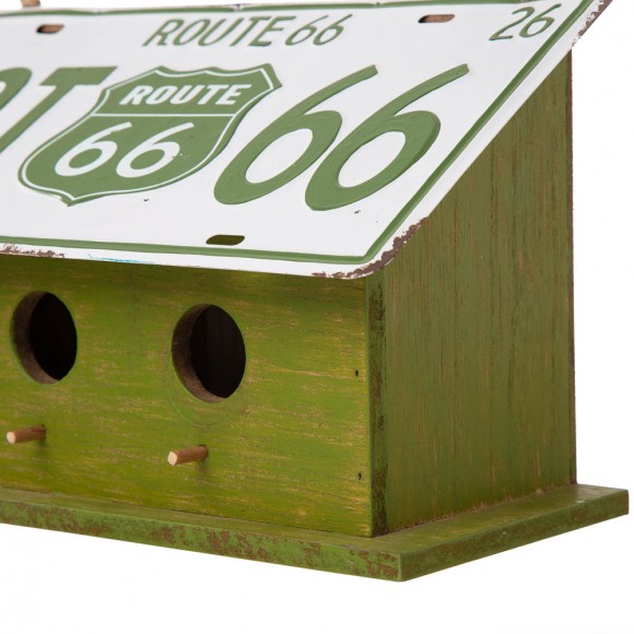 Glitzhome Glitzhome 14"L Wood/Metal Green Birdhouse With Licence Plate Roof