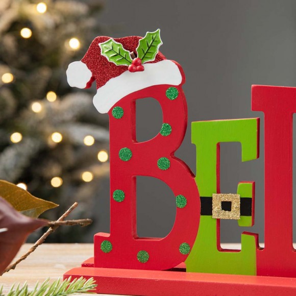 Glitzhome Glitzhome 14"L Wooden Christmas "BELIEVE" Table Decor
